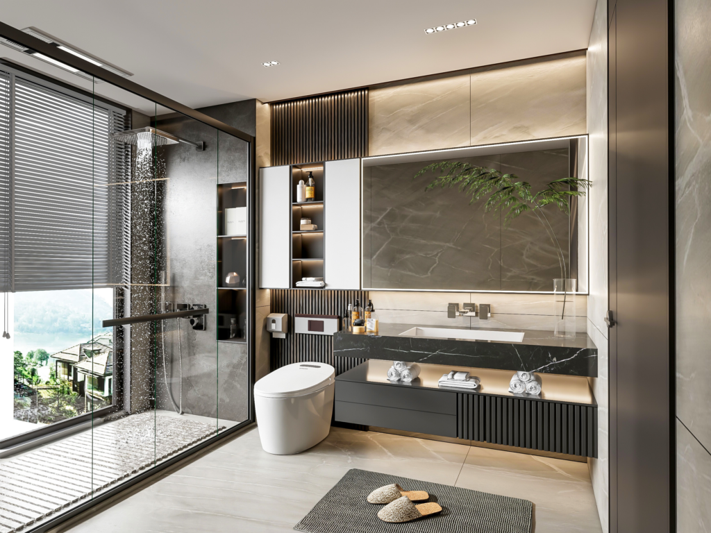 neesha 3 BHK Baner Pune Stylish Bathroom Design Glass Shower