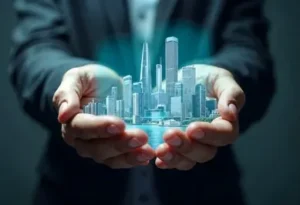Digital City Investment Concept In Hands